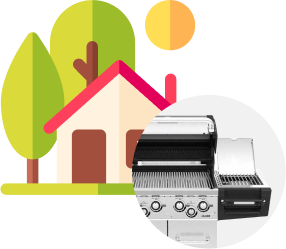 house icon with grill