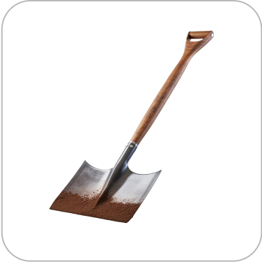 A shovel and rake