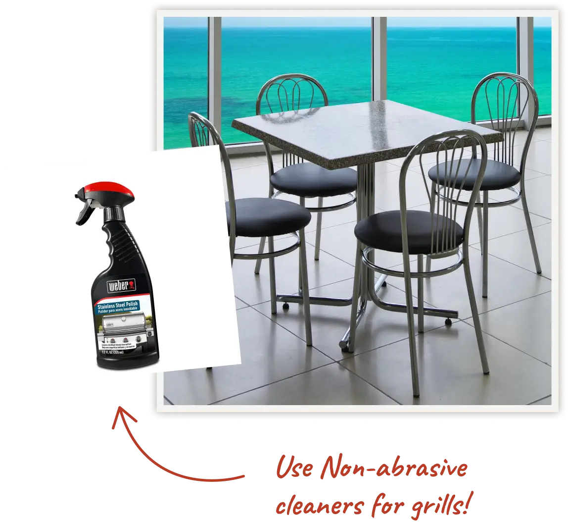 clean stainless steel furniture with a specialized cleaner