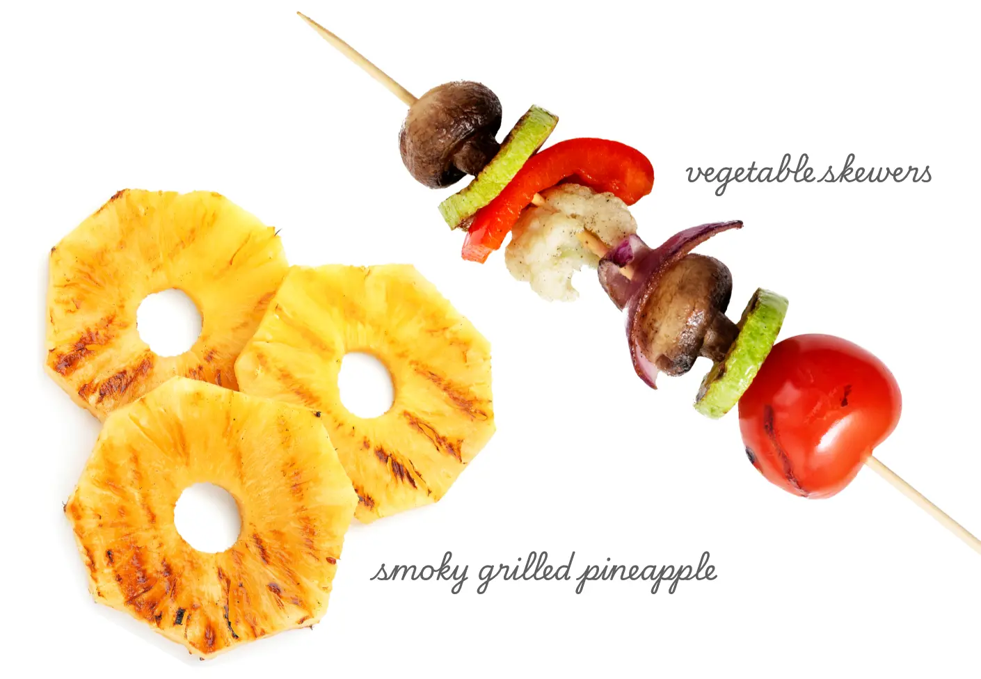 smoky grilled pineapple & vegetable skewers