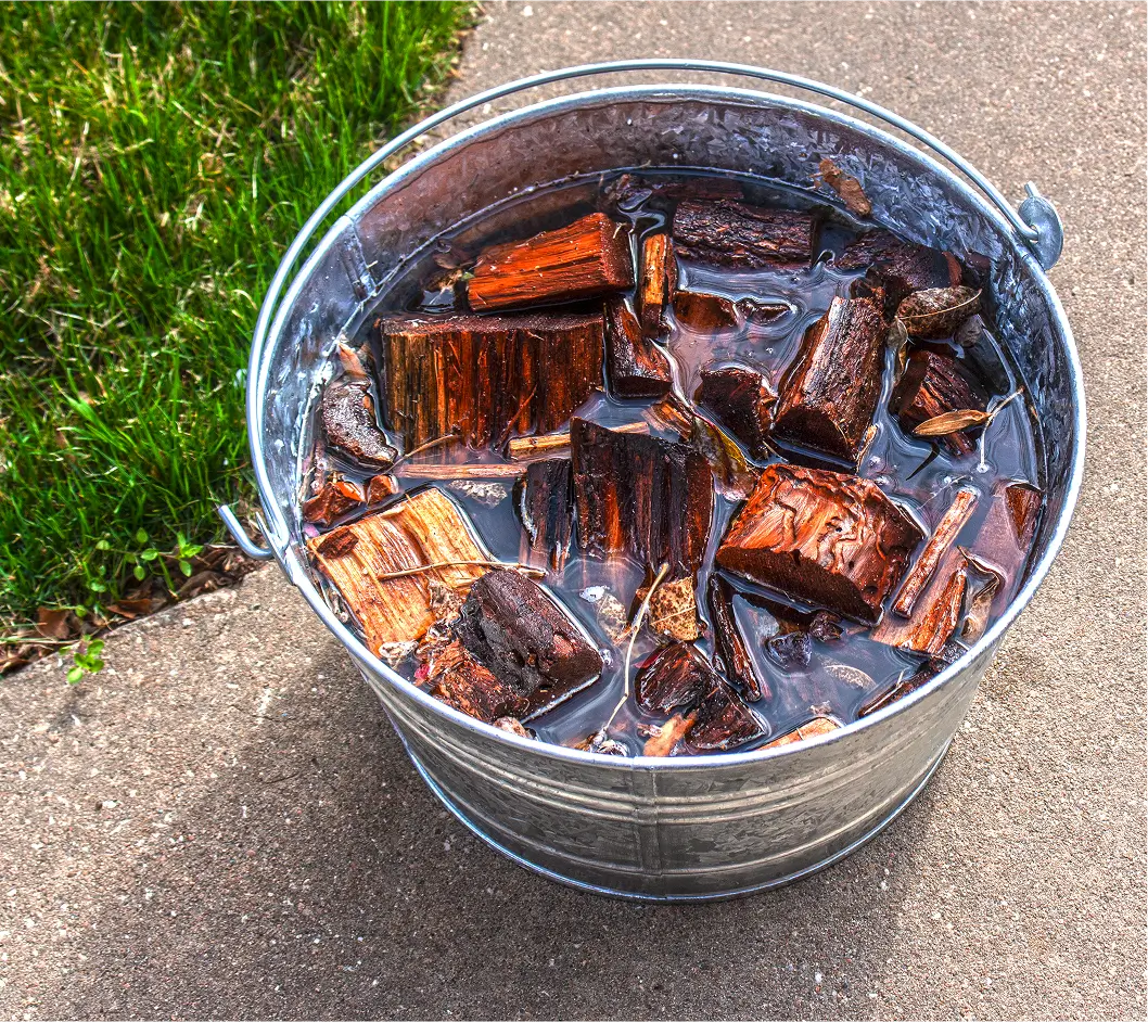 soaking wood chips