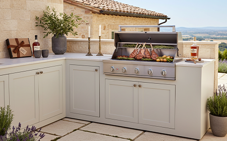L-Shaped outdoor kitchen lyout
