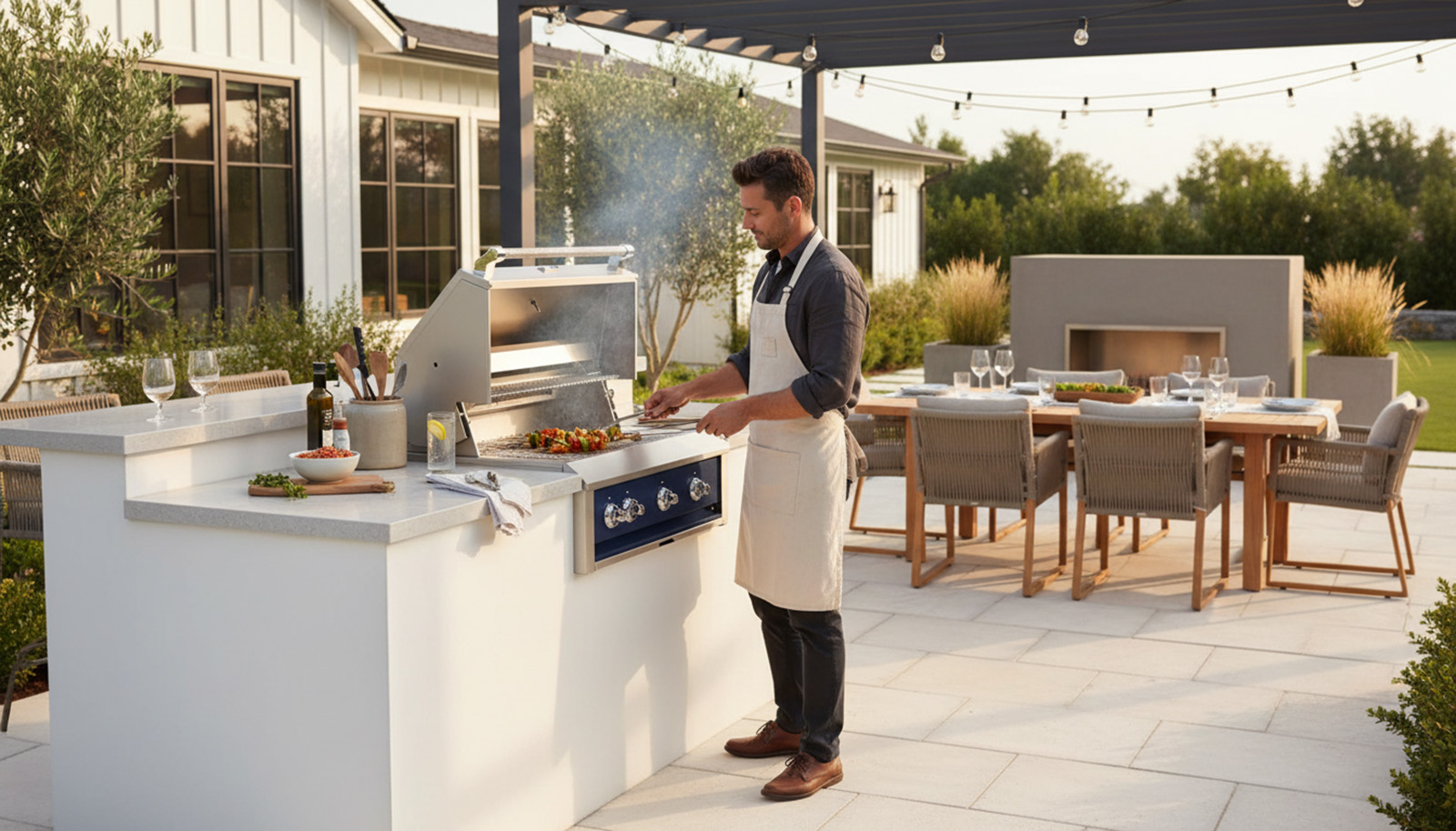 Become a Grill Master hero image featuring a Hestan built-in grill image from Grillio.com