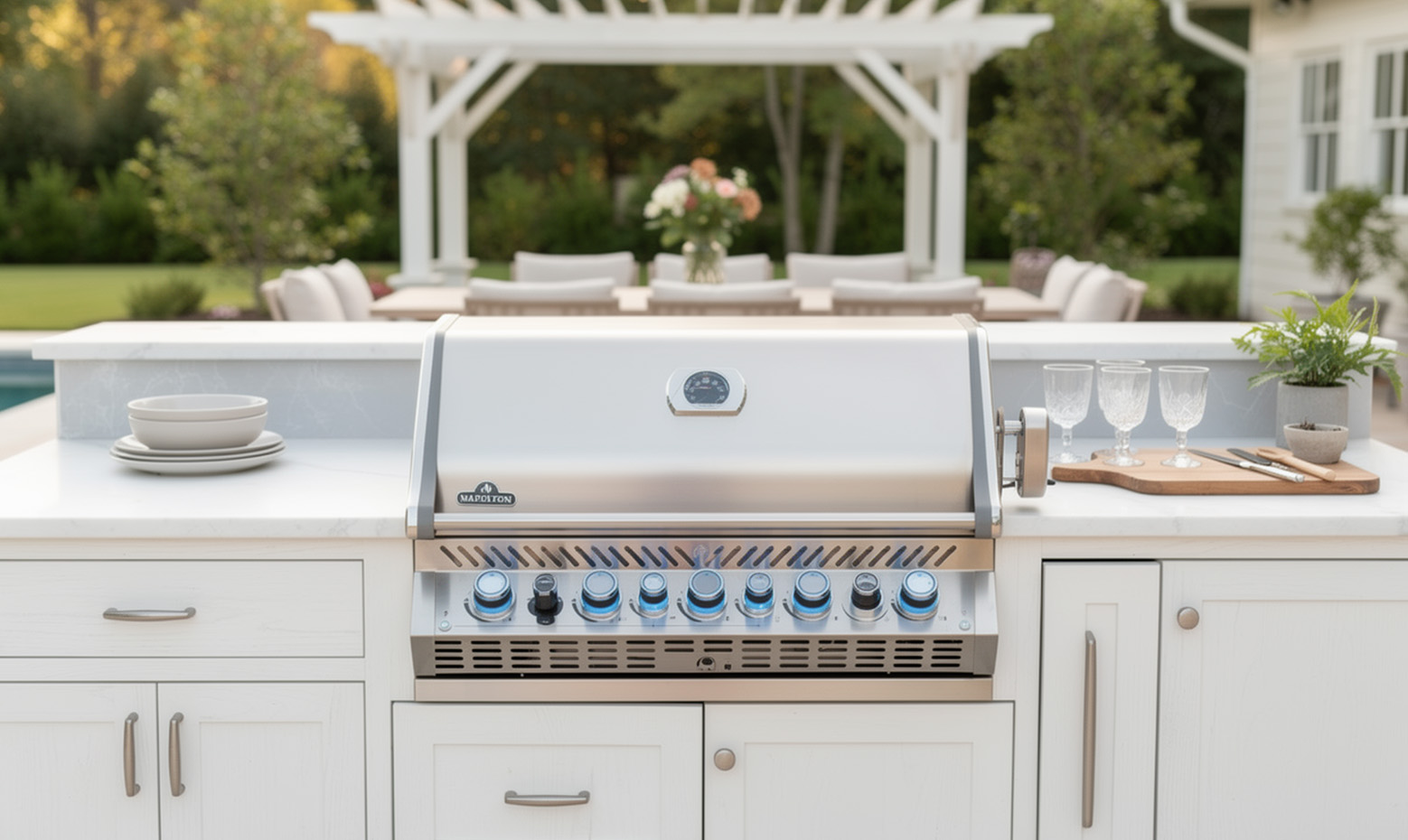 Napoleon Prestige Pro grill in a custom island