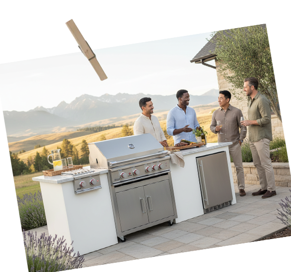 opening the grill for Spring with a True Flame grill