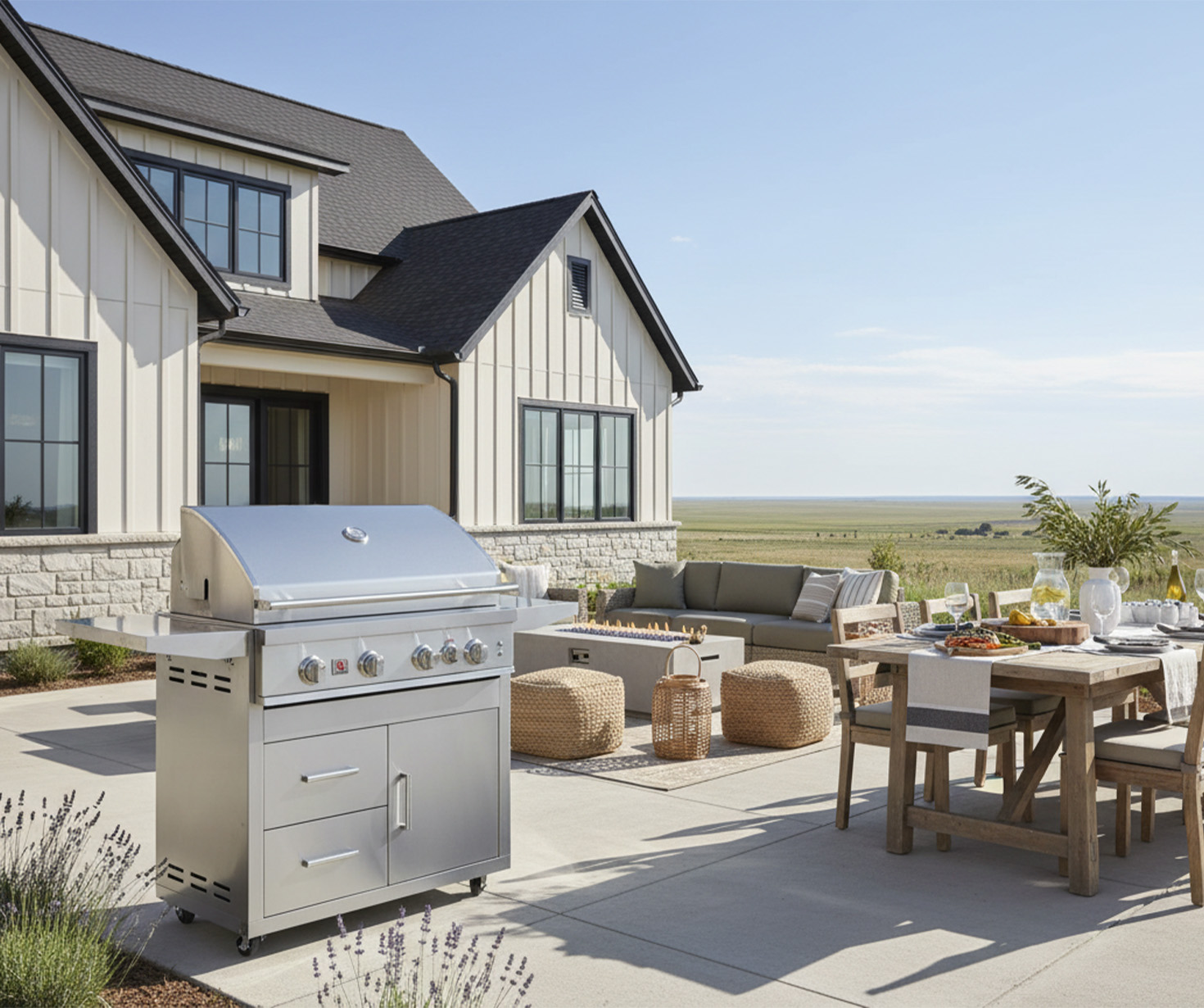 Summerset freestanding grill in spring/summer