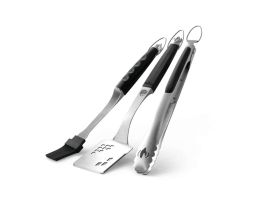 Set Di 3 Utensili Per Barbecue Napoleon Executive, In Acciaio Inox Pressofuso, Con Pala Larga, Pinze E Pennello Per Salse