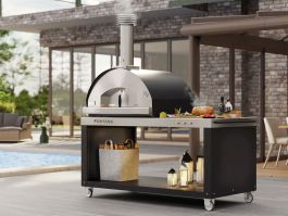 Napoli Hybrid Gas & Wood-Fired Pizza Oven on Portable Desk Napoli Hybrid Gas & Wood-Fired Pizza Oven on Portable Desk