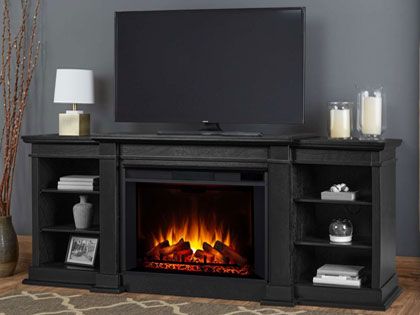 Eliot 81-Inch Electric Fireplace TV Stand in Black