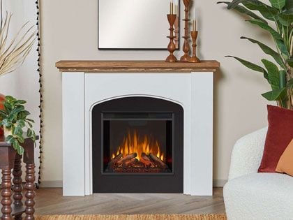 Anika 49-in Electric Fireplace Mantel in White