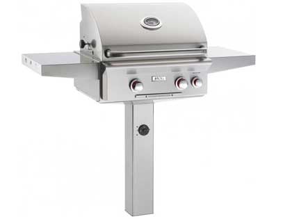 AOG T-Series 24-Inch 2-Burner Gas Grill On In-Ground Post with Backburner & Rotisserie