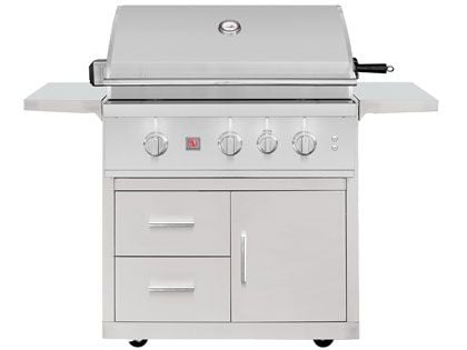 Summerset TRL Pro 32-Inch 3 Burner Gas Grill With Rear Infrared Burner and Rotisserie Kit on Deluxe Cart