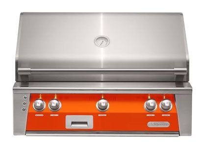 Alfresco 36-Inch Luxury Built-In Gas Grill With Sear Zone & Rotisserie orange