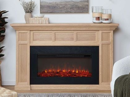 Alcott 75-in Electric Fireplace Mantel in White Oak