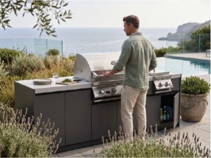 Whistler 4-Burner 96 x 28-Inch Gas Grill Island with Infrared Rear Burner, Double Side Burner, and Rotisserie Kit