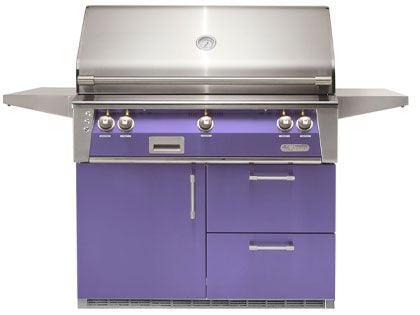 Alfresco 42-Inch ALXE-42RFG Gas Grill With Rotisserie & Refrigerated Cart in Lilac Blue