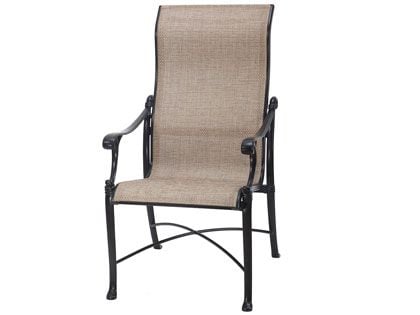 Gensun Michigan Cast Aluminum Sling High Back Dining Arm Chair