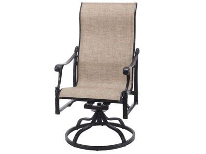 Gensun Michigan Cast Aluminum Sling High Back Swivel Rocker Chair
