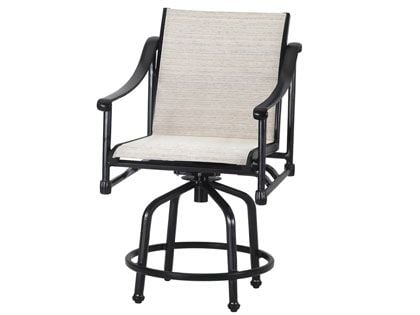Gensun Morro Bay Cast Aluminum Sling Swivel Balcony Height Armchair