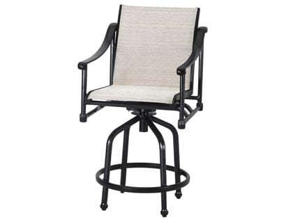 Gensun Morro Bay Cast Aluminum Sling Swivel Bar Height Armchair