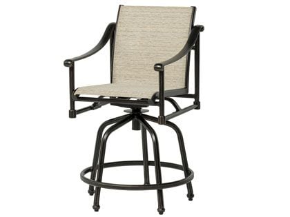 Gensun Morro Bay Cast Aluminum Sling Swivel Rocking Balcony Height Armchair