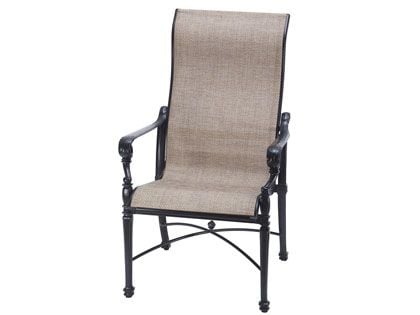 Gensun Grand Terrace Cast Aluminum Sling High Back Dining Arm Chair