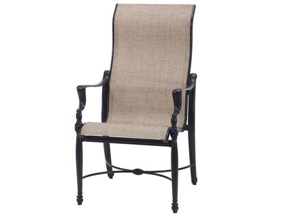 Gensun Bel Air Cast Aluminum Sling High Back Dining Arm Chair