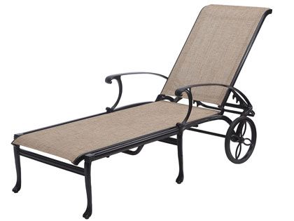 Gensun Michigan Cast Aluminum Sling Outdoor Chaise Lounger
