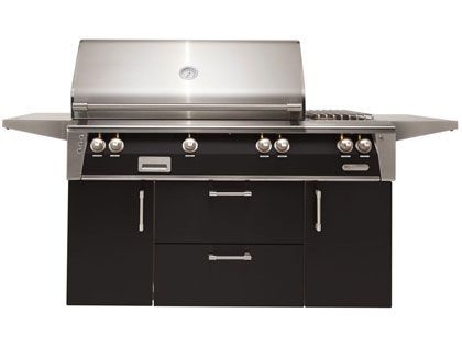 Alfresco 56-Inch ALXE-56C Deluxe Gas Grill With Rotisserie & Double Side Burner in Matte Black