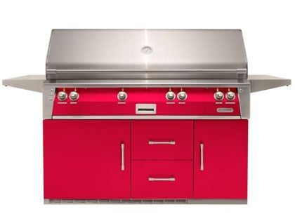 Alfresco 56-Inch ALXE-56BFGR Deluxe Gas Grill With Rotisserie, Double Side Burner & Refrigerated Cart