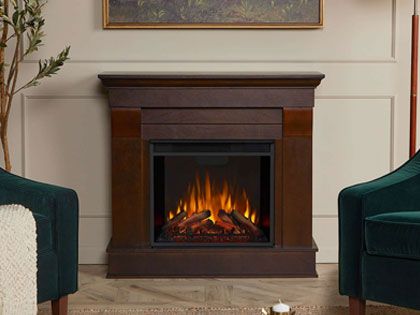 Chateau 41-Inch Electric Fireplace Mantel in Dark Walnut
