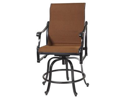Gensun Michigan Cast Aluminum Padded Sling Swivel Rocking Balcony Height Armchair