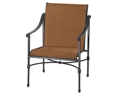Gensun Morro Bay Cast Aluminum Padded Sling Dining Arm Chair