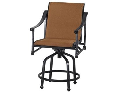 Gensun Morro Bay Cast Aluminum Padded Sling Swivel Balcony Height Armchair
