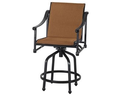Gensun Morro Bay Cast Aluminum Padded Sling Swivel Bar Height Armchair