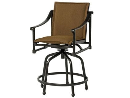 Gensun Morro Bay Cast Aluminum Padded Sling Swivel Rocking Balcony Height Armchair