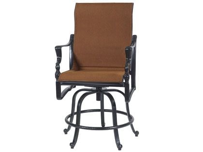Gensun Bel Air Cast Aluminum Padded Sling Swivel Rocking Balcony Height Armchair