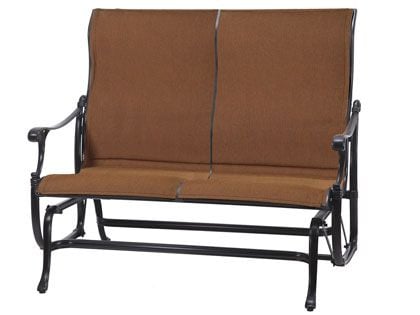 Gensun Michigan Cast Aluminum Padded Sling High Back Loveseat Glider