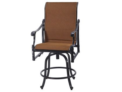 Gensun Michigan Cast Aluminum Padded Sling Swivel Balcony Height Armchair