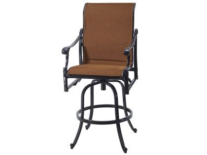 Gensun Michigan Cast Aluminum Padded Sling Swivel Bar Height Armchair