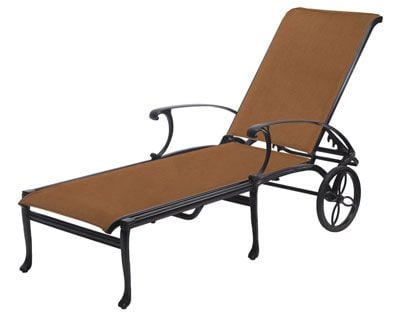 Gensun Michigan Cast Aluminum Padded Sling Outdoor Chaise Lounger