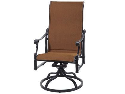Gensun Michigan Cast Aluminum Padded Sling High Back Swivel Rocker Chair