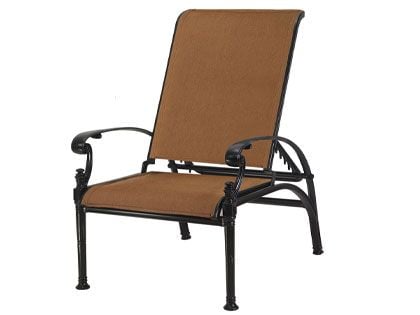 Gensun Michigan Cast Aluminum Padded Sling Outdoor Patio Reclining Chair
