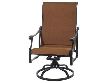 Gensun Michigan Cast Aluminum Padded Sling High Back Swivel Rocking Lounge Chair