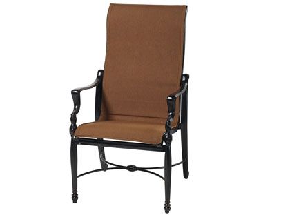 Gensun Bel Air Cast Aluminum Padded Sling High Back Dining Arm Chair