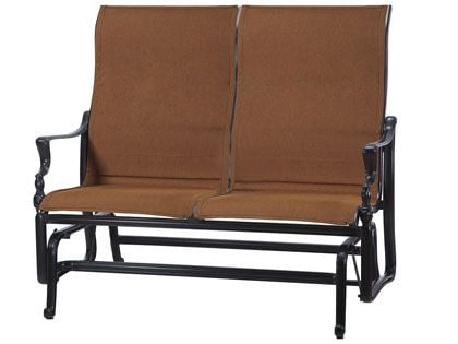 Gensun Bel Air Cast Aluminum Padded Sling High Back Loveseat Glider