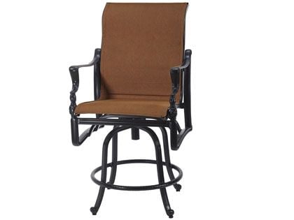 Gensun Bel Air Cast Aluminum Padded Sling Swivel Balcony Height Armchair