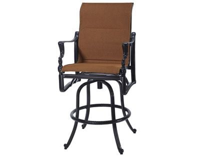 Gensun Bel Air Cast Aluminum Padded Sling Swivel Bar Height Armchair