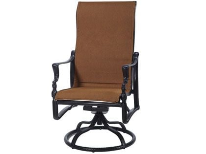 Gensun Bel Air Cast Aluminum Padded Sling High Back Swivel Rocker