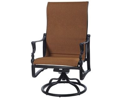 Gensun Bel Air Cast Aluminum Padded Sling High Back Swivel Rocking Lounge Chair